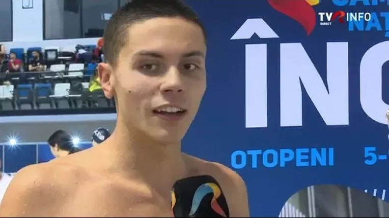 David Popovici, primul in seriile probei de 50 de metri liber, la Campionatele Nationale